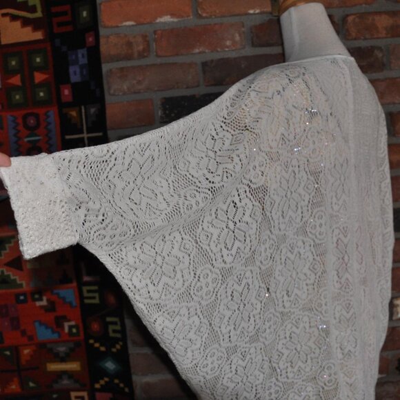 Cream Lace cocoon Open CARDIGAN SWEATER - Picture 5 of 5